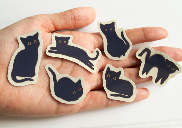 Black cat stickers singles
